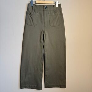 Anthropologie Maeve The Colette Crop Olive Forest Green Pants 28 High Rise